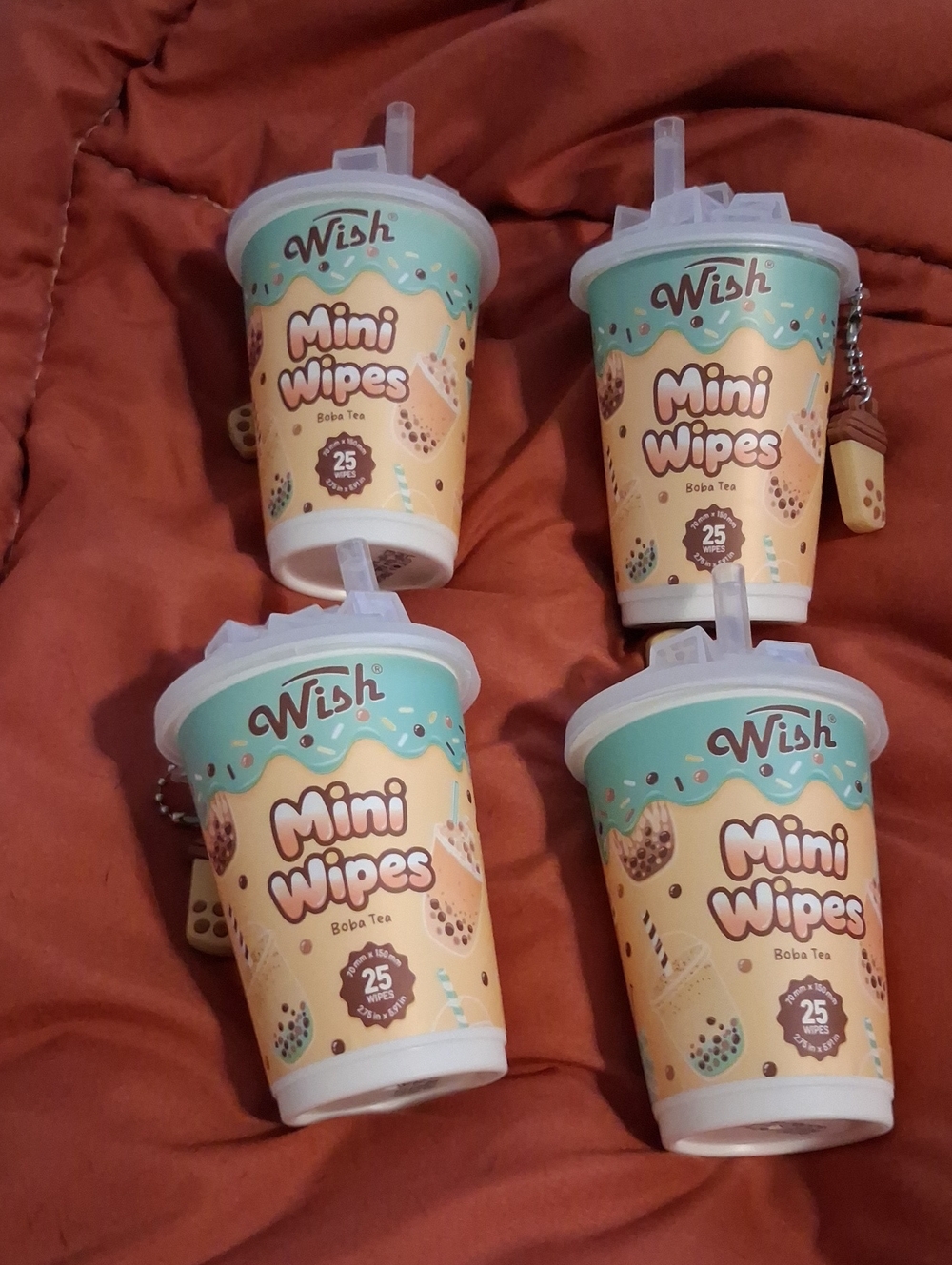 4 Wish Mini Wipes Boba Tea Cups - Mint and Cream